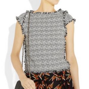 ALICE + OLIVIA Cheney Frayed Woven Tweed Top sz M